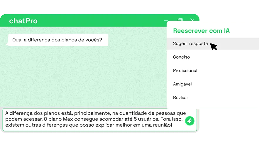 Sugestão de resposta com IA