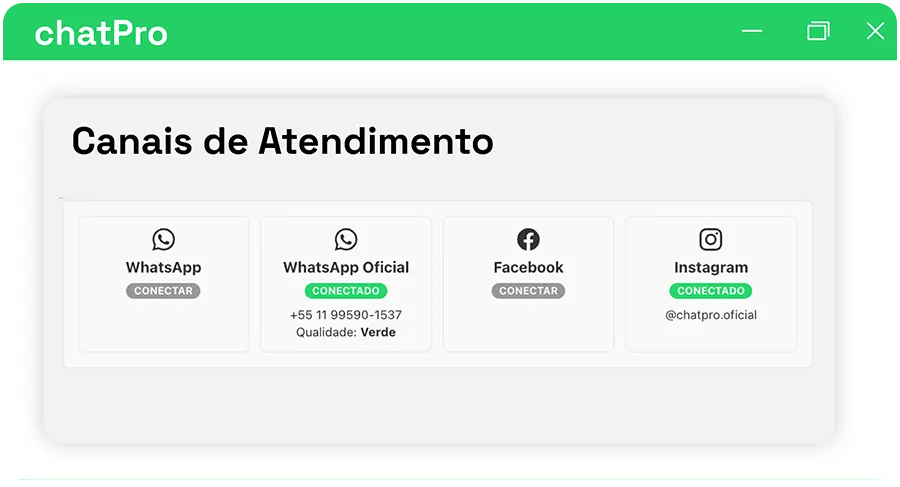 Centralização de canais: WhatsApp, Facebook e Instagram