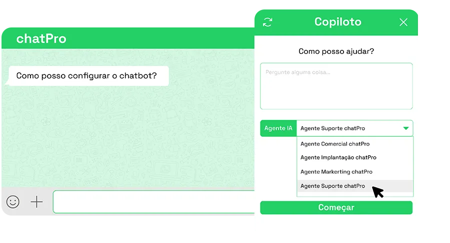 Copiloto de IA do chatPro com sugestões de resposta
