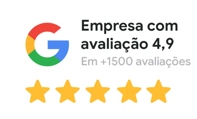 Empresa com avaliação 4,9 — mais de 1500 avaliações no Google